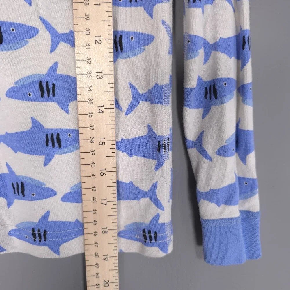 HANNA ANDERSSON 100% Organic Cotton Shark Pajama 8‎ Set Kids White & Blue